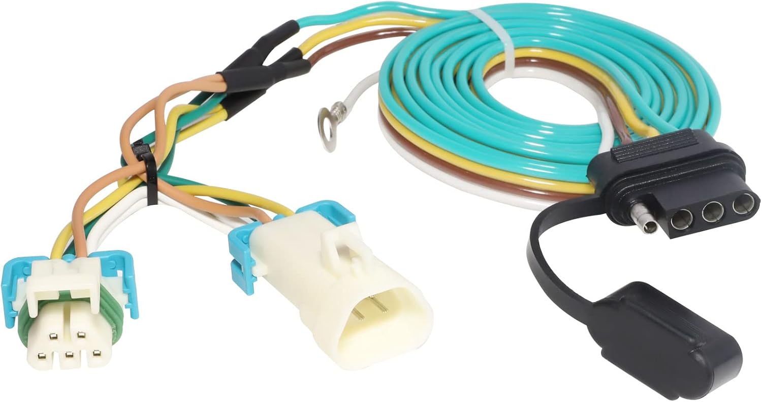 MECMO 4 Way Flat Trailer Wiring Harness for 1998-2004 Chevy S-10/GMC Sonoma & 1998-2000 Isuzu Hombre, Plug-in Simple Custom-Fit T-Connector 4 Pin Trailer Hitch Wiring
