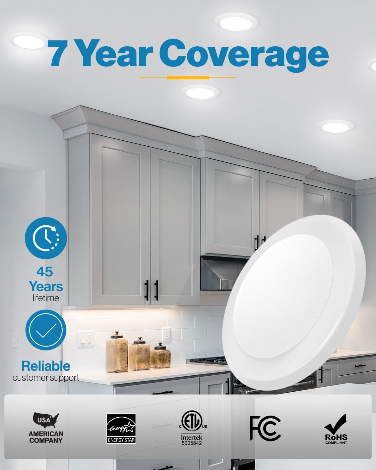 Sunco 5/6 Inch LED Disk Lights, Flush Mount Disc Recessed Ceiling Can Lighting, 1050 LM, 3000K Warm White, Dimmable, 15W=75W, Damp Rated ETL 4 Pack - Image 7