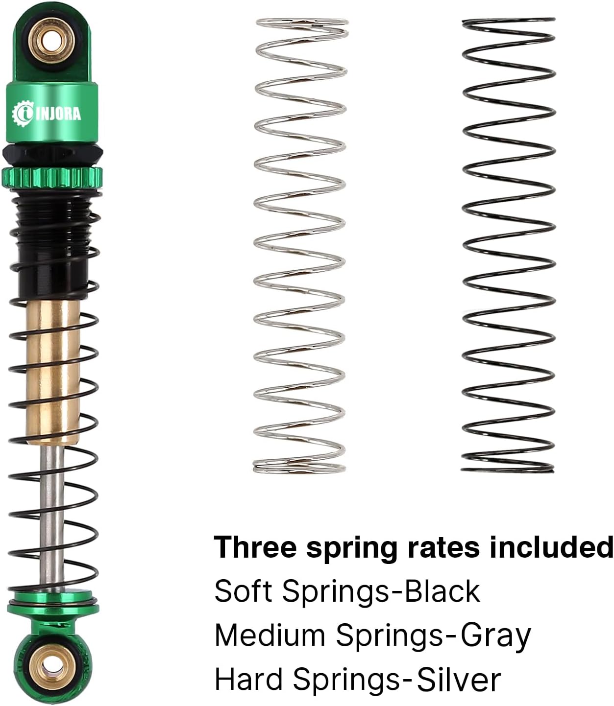 INJORA 43mm Aluminum Shocks Threaded Tele Shock Absorber Damper for 1/24 RC Crawler Car Axial SCX24 AXI90081 Deadbolt Micro Crawler(Green) - Image 4