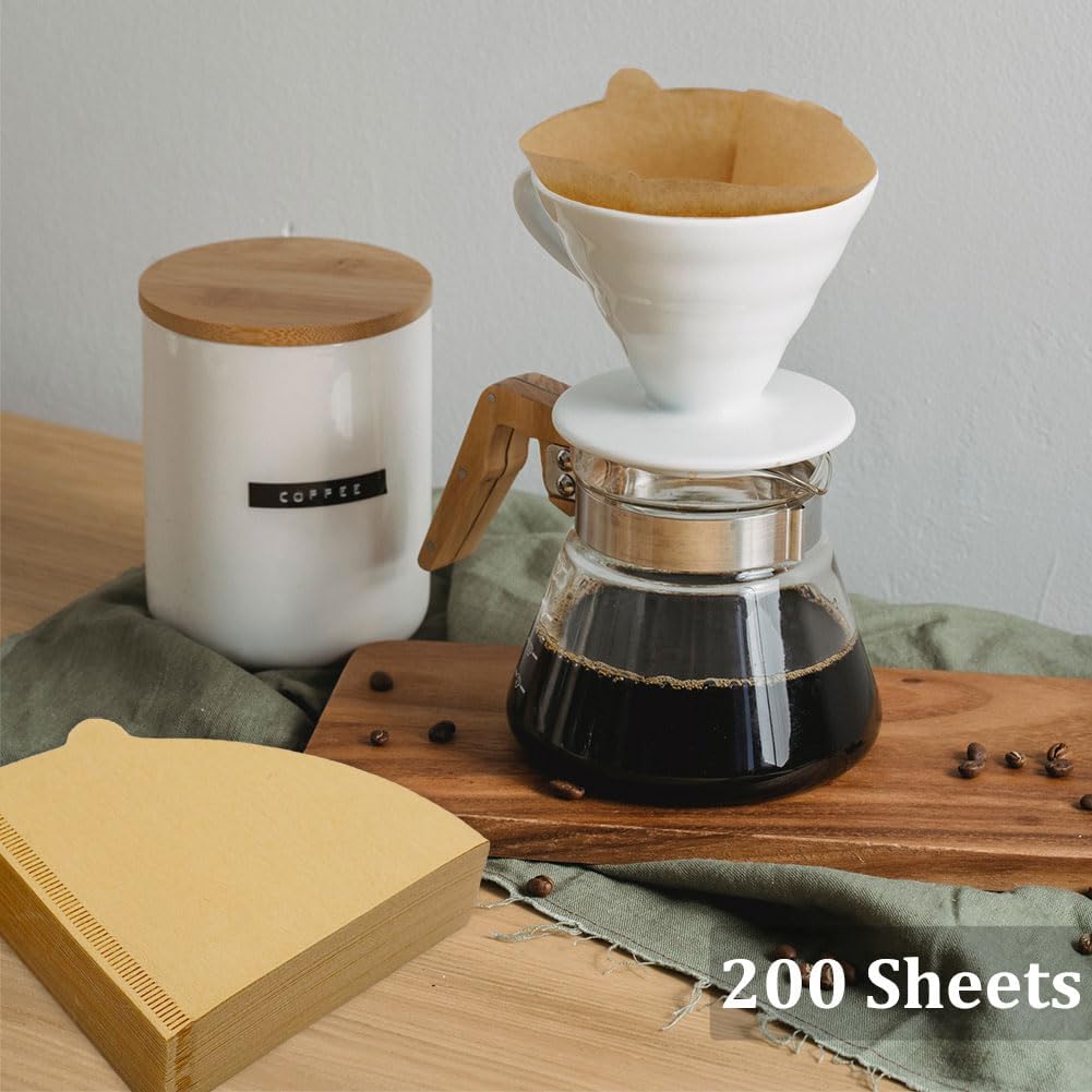 Cone Coffee Filters Size 02, 200 Count 1-4 Cups Unbleached V02 Disposable Coffee Filter Paper, Compatible with Conical Shaped Pour Over Coffee Dripper and Drip Coffee Maker - Image 7