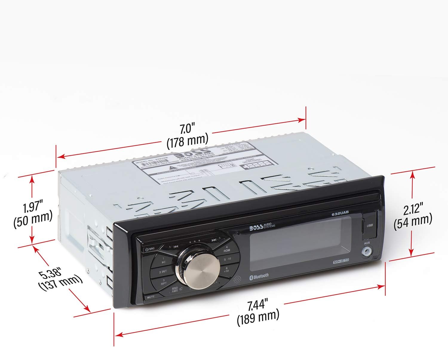 BOSS Audio Systems 632UAB Car Stereo - Single Din, Bluetooth, No CD DVD Player, AM/FM Radio Receiver, Wireless Remote Control, Aux in, USB - Image 6