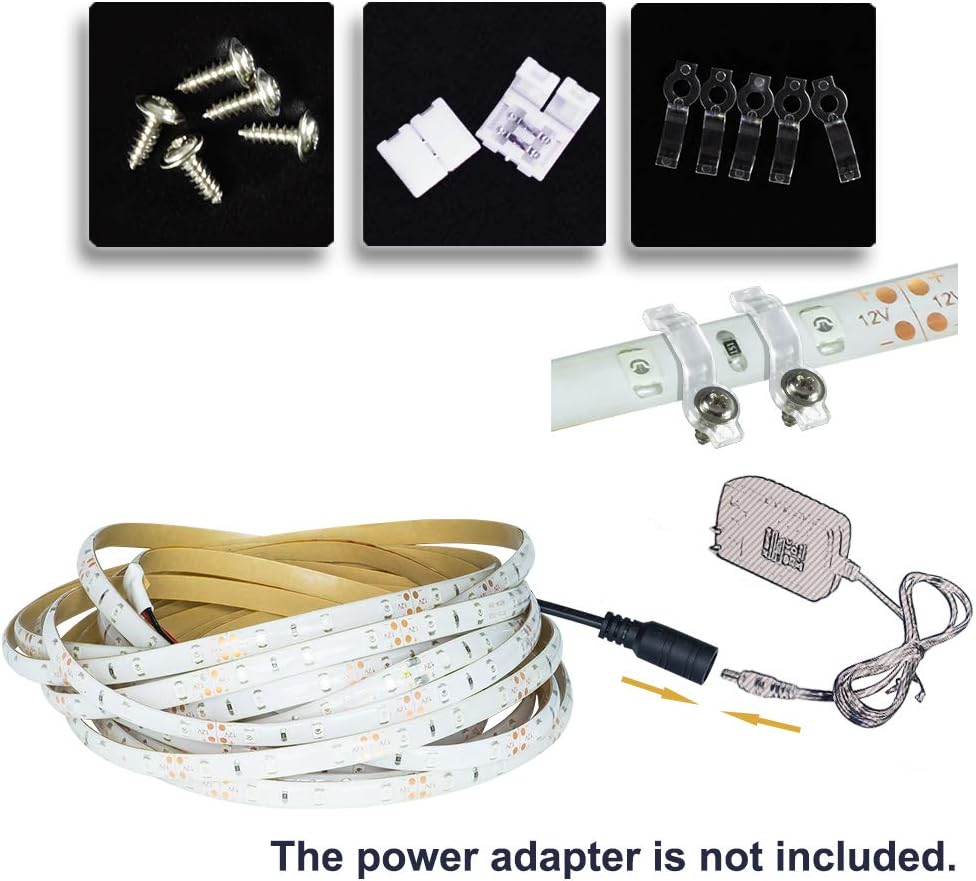 Water-Resistance IP65, 12V Waterproof Flexible LED Strip Light, 16.4ft/5m Cuttable LED Light Strips, 300 Units 3528 LEDs Lighting String, LED Tape(Orange) Power Adapter not Included - Image 2