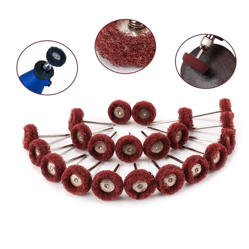 Rocaris 1" (25mm) Red 240 Grit Abrasive Buffing Polishing Wheels Burr for Rotary Tools-1/8(3mm) Shank Pack of 50Pcs - Image 5