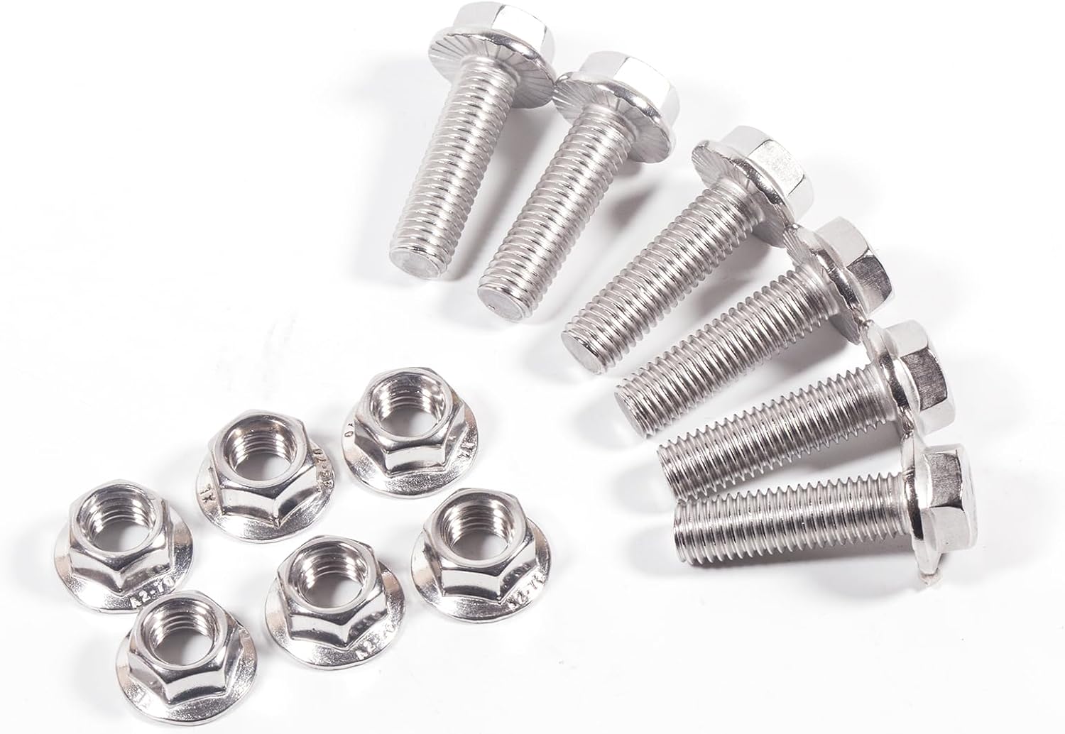 M10X1.5-35mm Stainless Steel Exhaust Bolt Flange Screws M10X1.5 Flange Bolt Exhaust Stud Exhaust Manifold Hardware Kit (Bolts&Nuts) (6 Pack) - Image 6