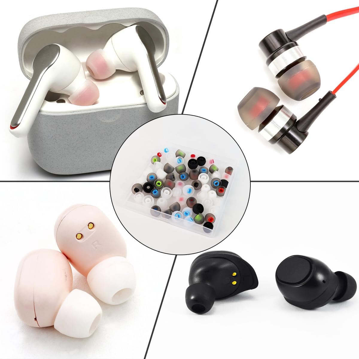 60PCS Earbuds Replacement Tips Silicone, Ear Bud Replacement Pieces Silicone, Soft Silicone Replacement Earbuds Fit Most in-Ear Earbuds 3 Sizes S/M/L, Black - Image 7