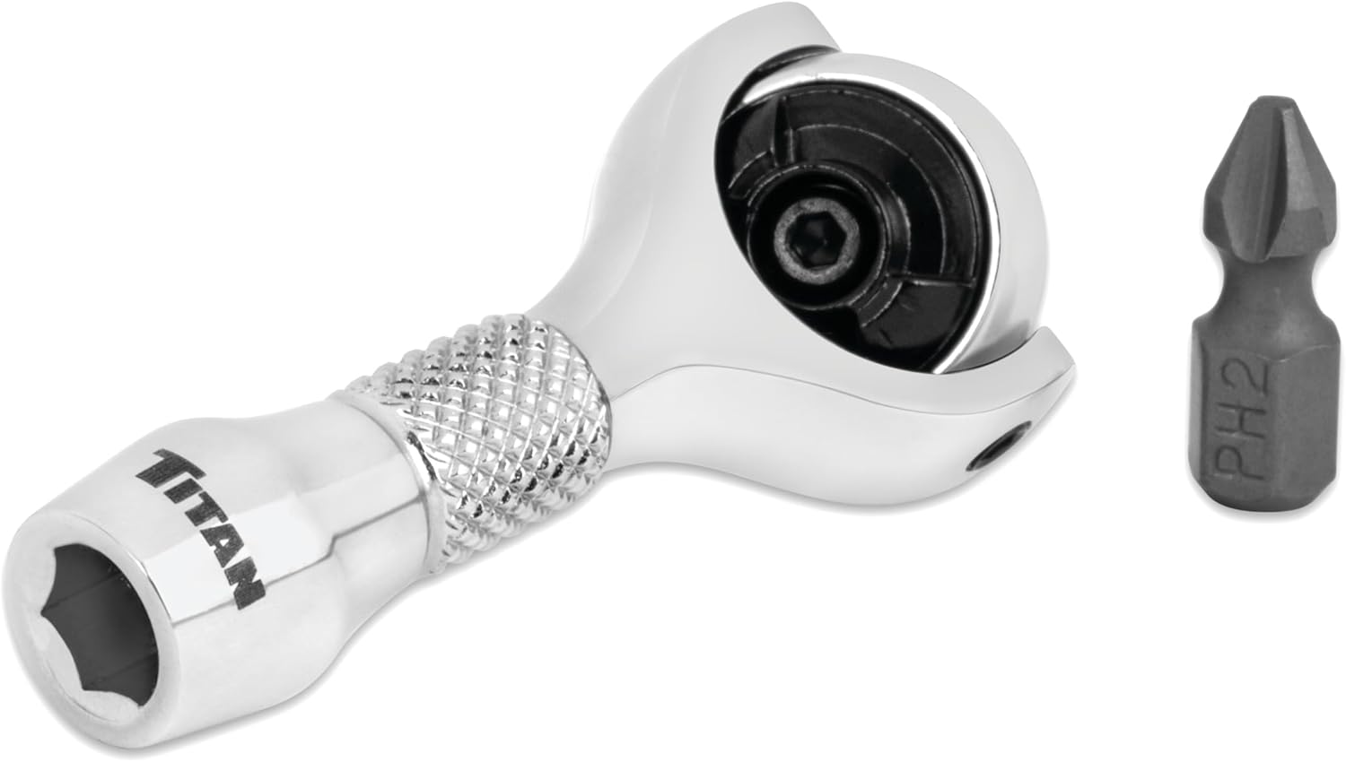 Titan 11340 1/4-Inch Drive x 2-1/4-Inch 90-Tooth Swivel Head Nano Ratchet with Hex Drive Handle