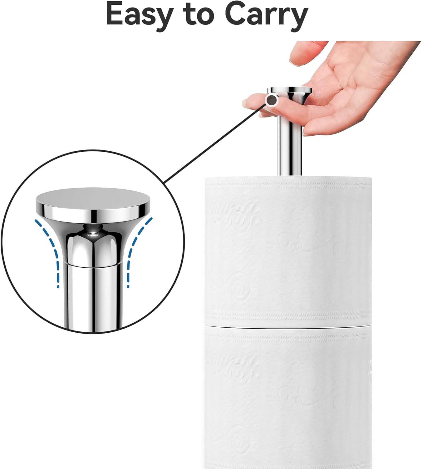 Toilet Paper Holder Stand(with Reserve Function), Free-Standing Spare Rolls Storage Holder, Stainless Steel, Modern Design - Image 6