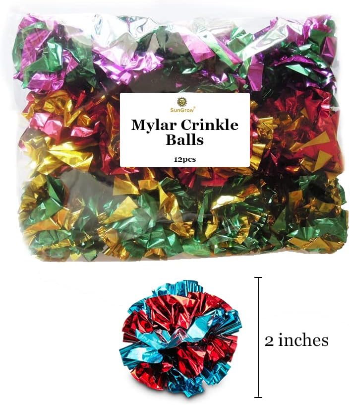 SunGrow 12 Pack Cat Crinkle Balls - 2 Inch Toys for Indoor Pets - Keep Your Feline Energetic & Excited with Vibrant Colors, Lightweight Design for Long-Lasting Fun, Perfect for Playtime - Image 6