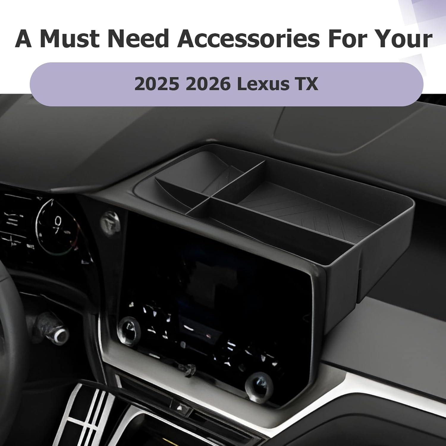 LUWU for 2025 2026 Lexus TX Dashboard Storage Tray 2024 2025 2026 Lexus TX 350/500h/550h+ 14-inch Behind Screen Organizer Center Console Display Box Dash Tray Lexus TX 2026 (Only for 14" Screen) - Image 7