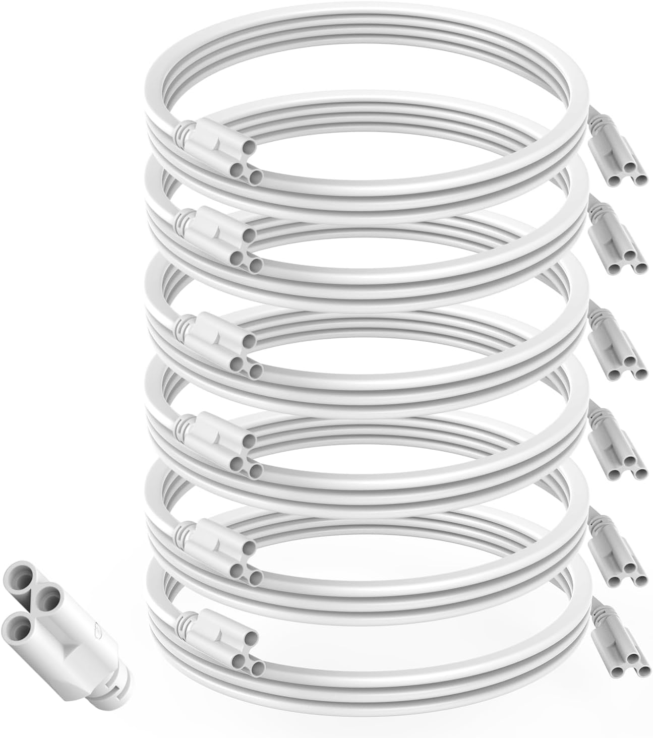JESLED 5FT T5 T8 Extension Cords for led Shop Lights, 1.5 Meter T5 Extension Cable Linkable Wire Cable Connector for Integrated LED Tube Light, Garage Light, 6 Packs (Not for Male-to-Female)