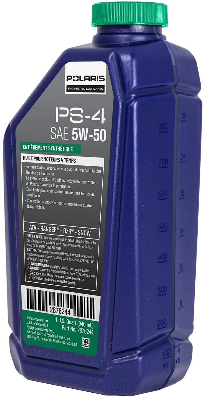 Polaris PS4 All-Season 4 Cycle 5W50 Full Synthetic Motor Oil for Specific RANGER, GENERAL, RZR, SPORTSMAN, Scrambler Models With 4 Stroke Engine, PS-4 Oil for UTV SxS ATV, Genuine OEM - Part 2876244 - Image 3