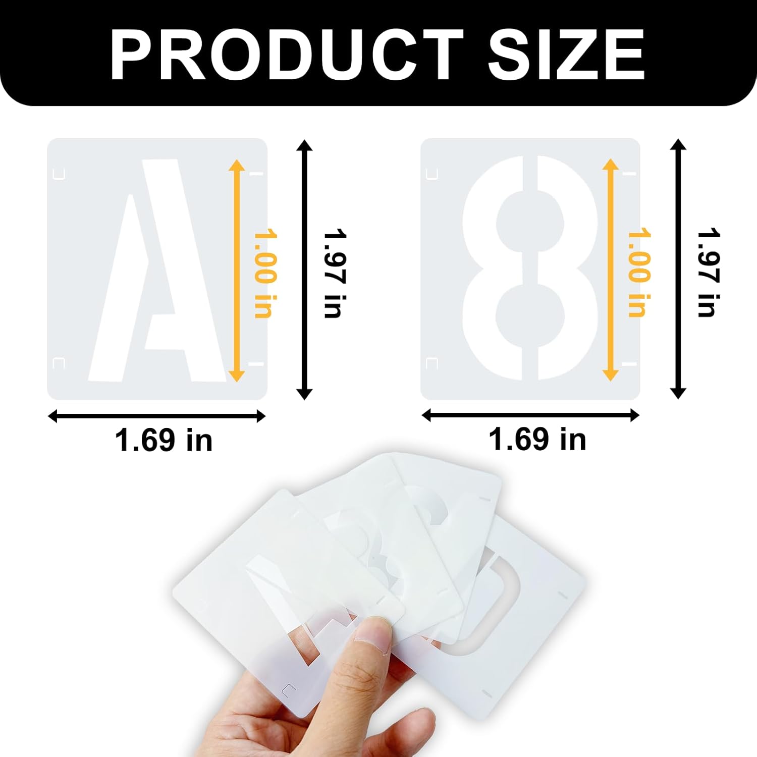 2 Pack - 1 Inch Letter Stencils Set, 72 Reusable Stencils for Painting On Wood, Metal, Walls, Fabric, Rocks with Interlocking, Perfect for Banners, Sign Making & DIY Art (1 inch) - Image 3