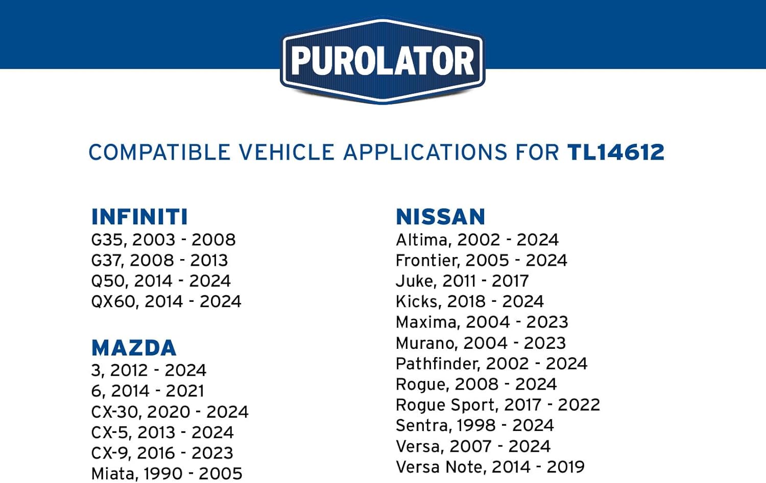 Purolator TL14612 PurolatorTECH Spin On Oil Filter Compatible With Nissan Altima, Rogue, Sentra, Murano, Versa, Maxima, Mazda 3, CX-5, CX-9, CX-30, 6, INFINITI QX60 and Q50 - Image 7