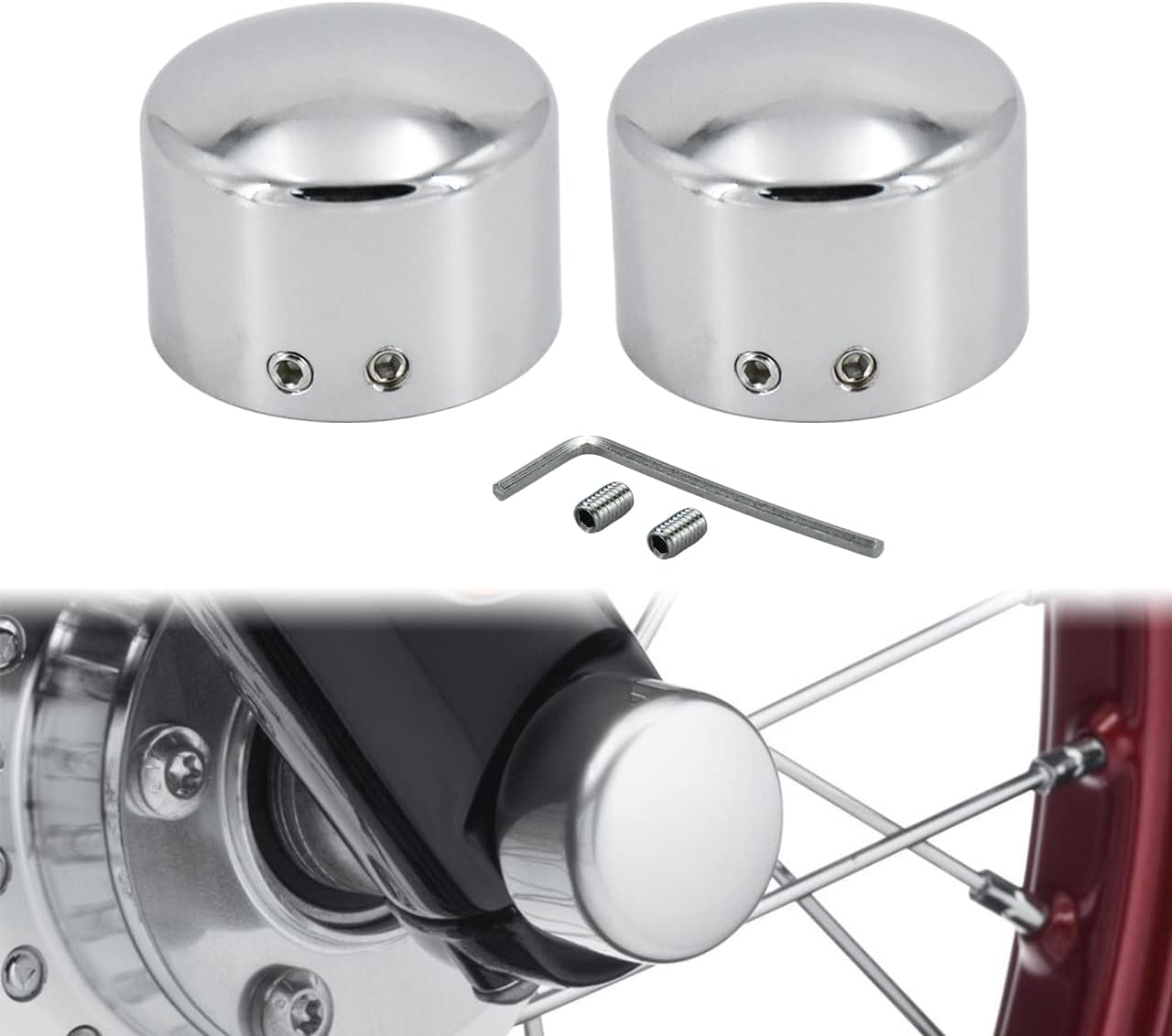 Axle Nut Cover Front Covers Cap 29mm Fit For Harley Sportster XL Dyna Softail Touring Electra Glide XG V-Rod VRSC (Chrome)