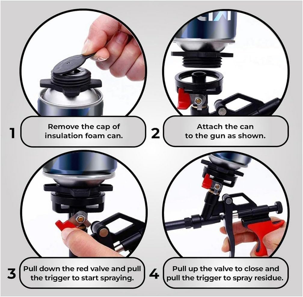 ixirpro Mega Professional Expanding Foam Spray Gun (2 Insulation Guns + 18 Extenders) PU Insulating Applicator Heavy Duty Metal Body Dispensing Foam Gun Suitable for Caulking, Filling, Sealing - Image 7