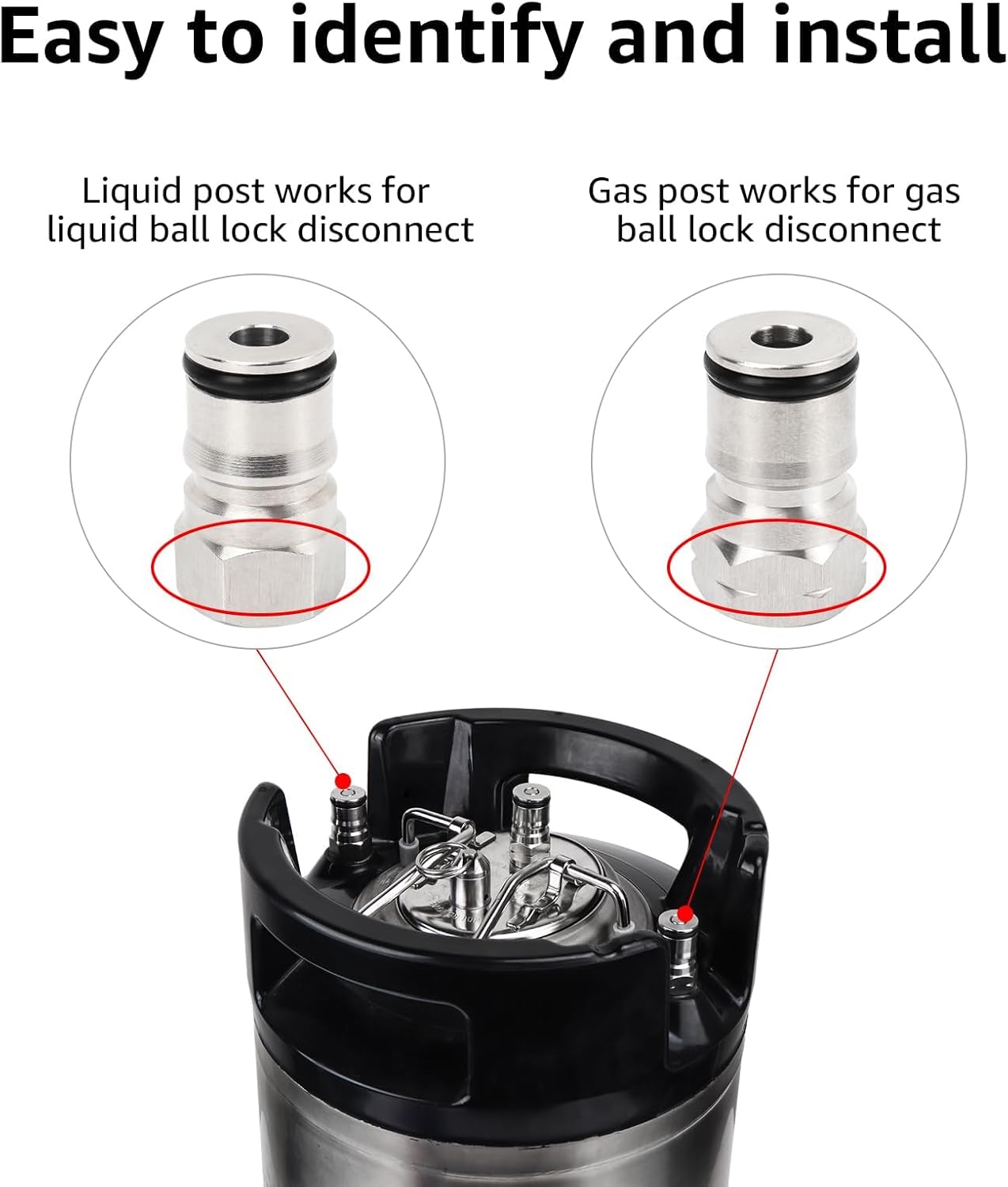 2 Packs Ball Lock Keg Posts for Cornelius Keg Stainless Corny Keg Post 19/32-18 Female Thread Gas Post Keg Liquid Post Replacement O-Rings Ball Lock Keg Fittings (Post & Poppet &Spring) - Image 5