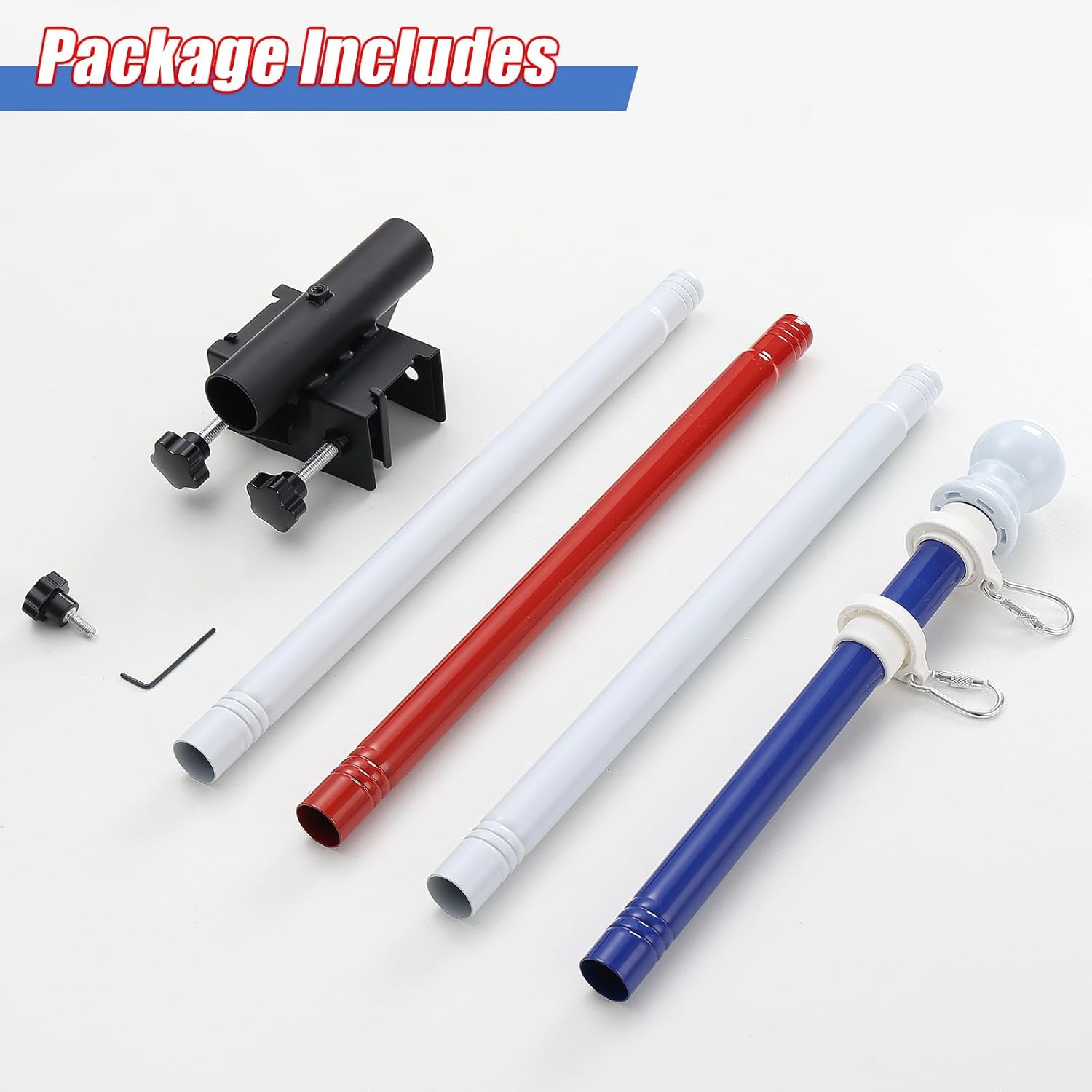 Truck Flag Pole with Mount for Truck Bed, 5ft Black Metal Flagpole, Heavy Duty Flag Pole Kit with Holder, Drilling Free for Truck Bed Rail, Pickup, Jeep, Deck Railing, Balcony, Boat, Fence Post - Image 7
