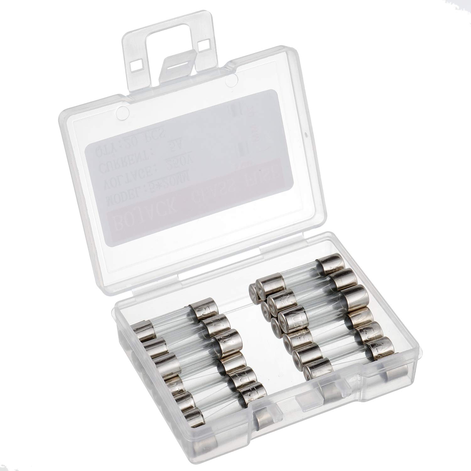 BOJACK 5x20mm 5A 5amp 250V 0.2x0.78 Inch F5AL250V Fast-Blow Glass Fuses (Pack of 20) - Image 2