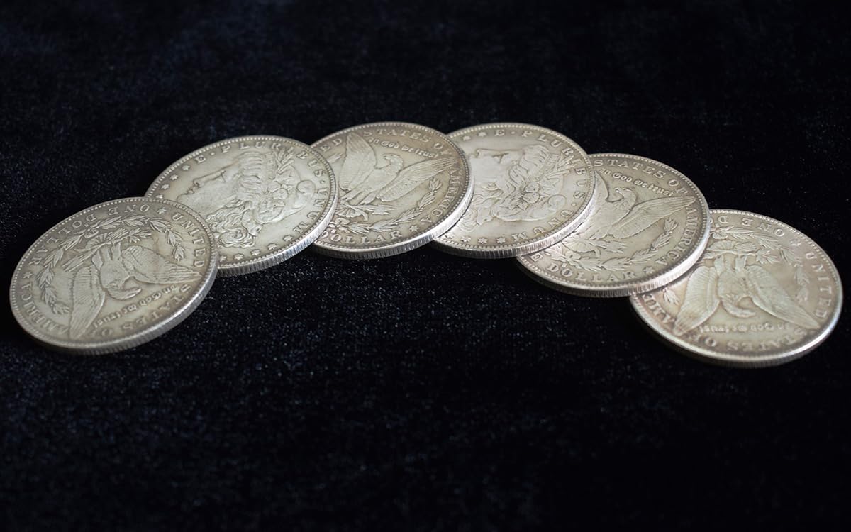 6 Pcs Morgan Dollar (3.8cm Dia) Magic Set Can Be Attracted by Magnets Magic Props Accessories Used in Appearing/Disappearing Coin Magic Performance - Image 2