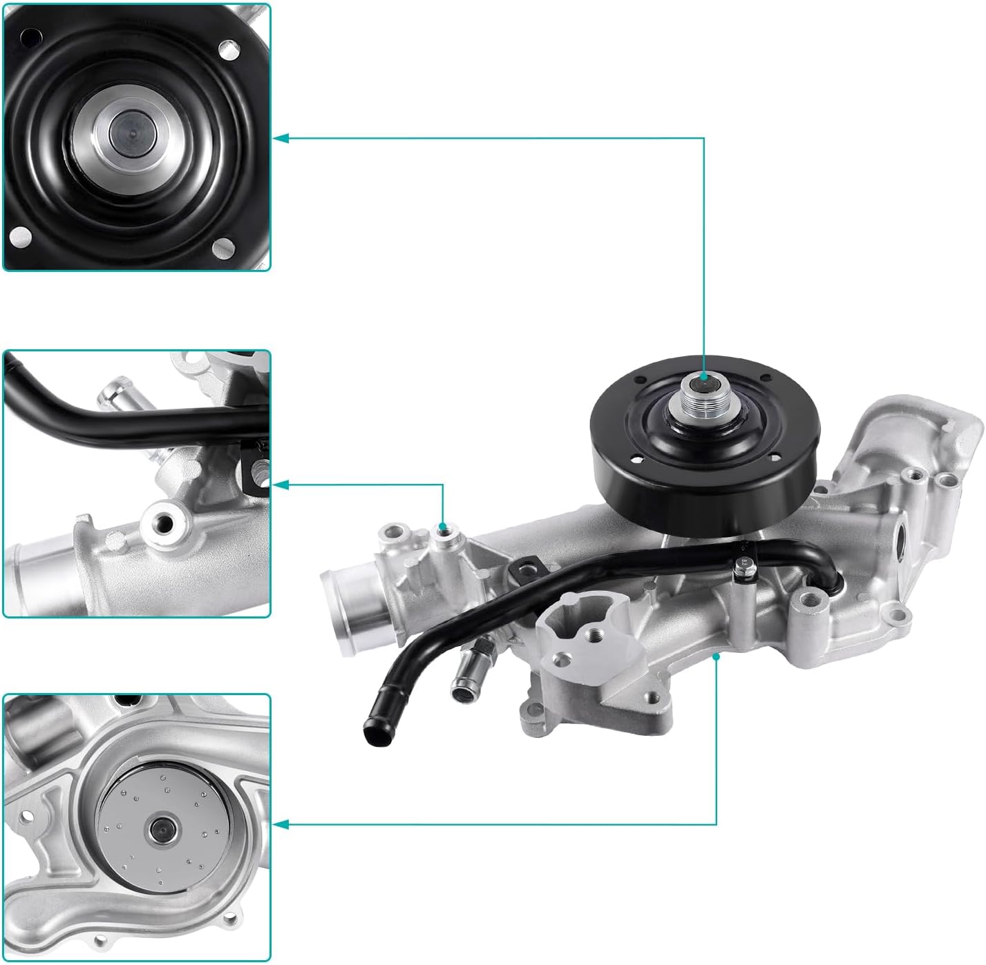 AULINK AW7168 Water Pump (5.7L V8) For Dodge Ram 1500 2500 3500 2003-2008,Durango 2004-2008,Chrysler Aspen 2007-2008 Hemi Engine 120-4370 18-1747 53021380AM 943501 43501 - Image 2