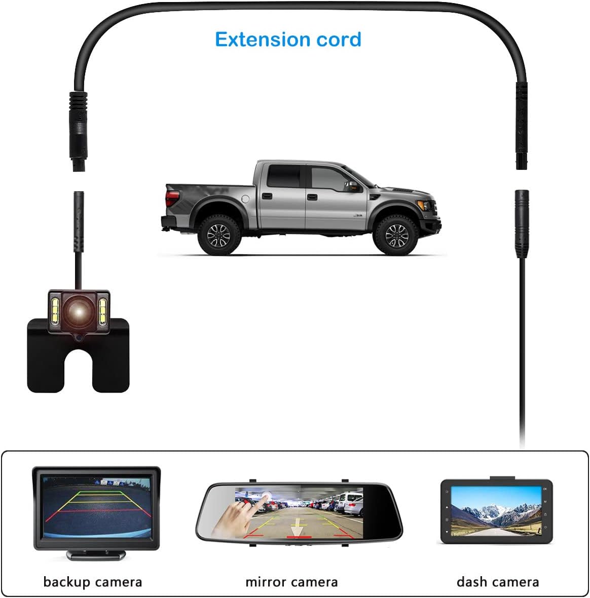 4 Pin 16.5Ft Dash Cam Rear View Backup Camera Reverse Car Recorder Cable Extension Cord (4-pin 16.5ft) - Image 6