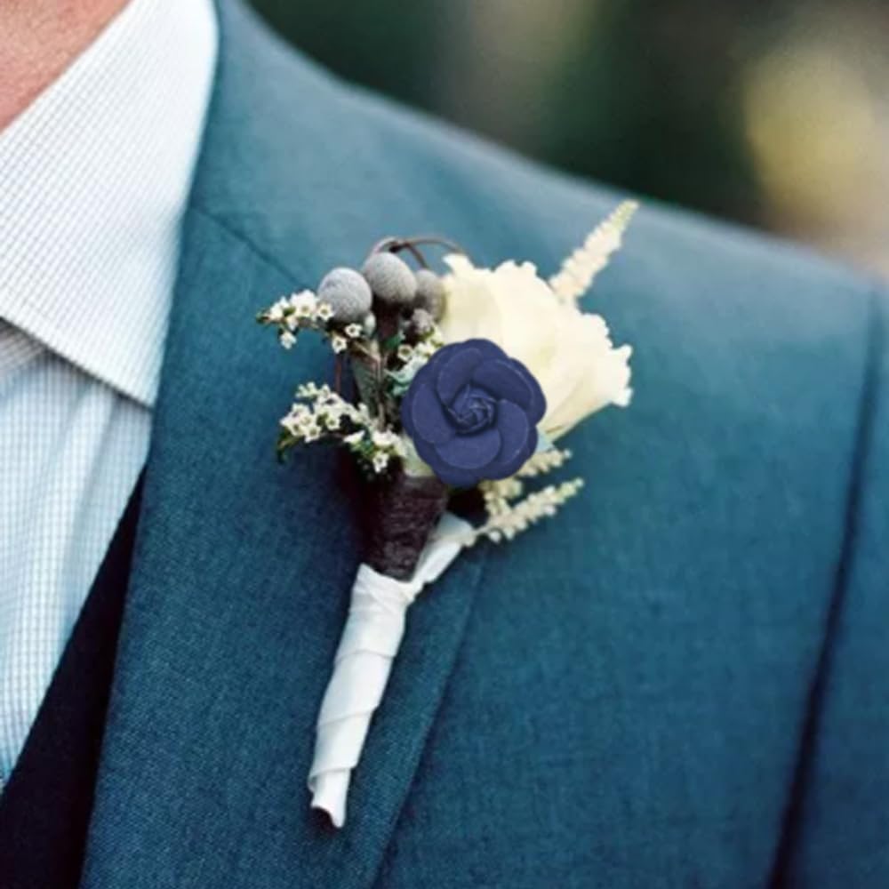 12PCS Fabric Flower Blue Denim Cloth Flowers Denim Ribbon Fabric Flowers for Dresses Decoration DIY Crafts - Image 3