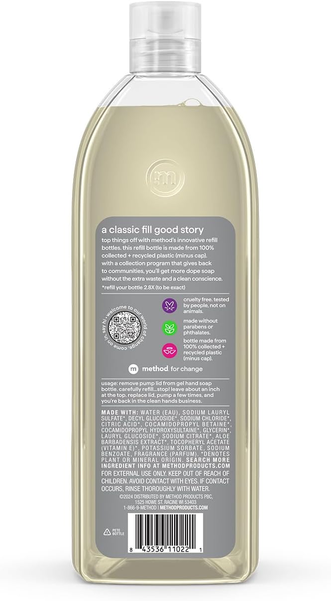 Method Premium Gel Hand Wash Refill, Vetiver + Amber, Recyclable Bottles, 34 fl oz (Pack of 4) (Packaging May Vary) - Image 2