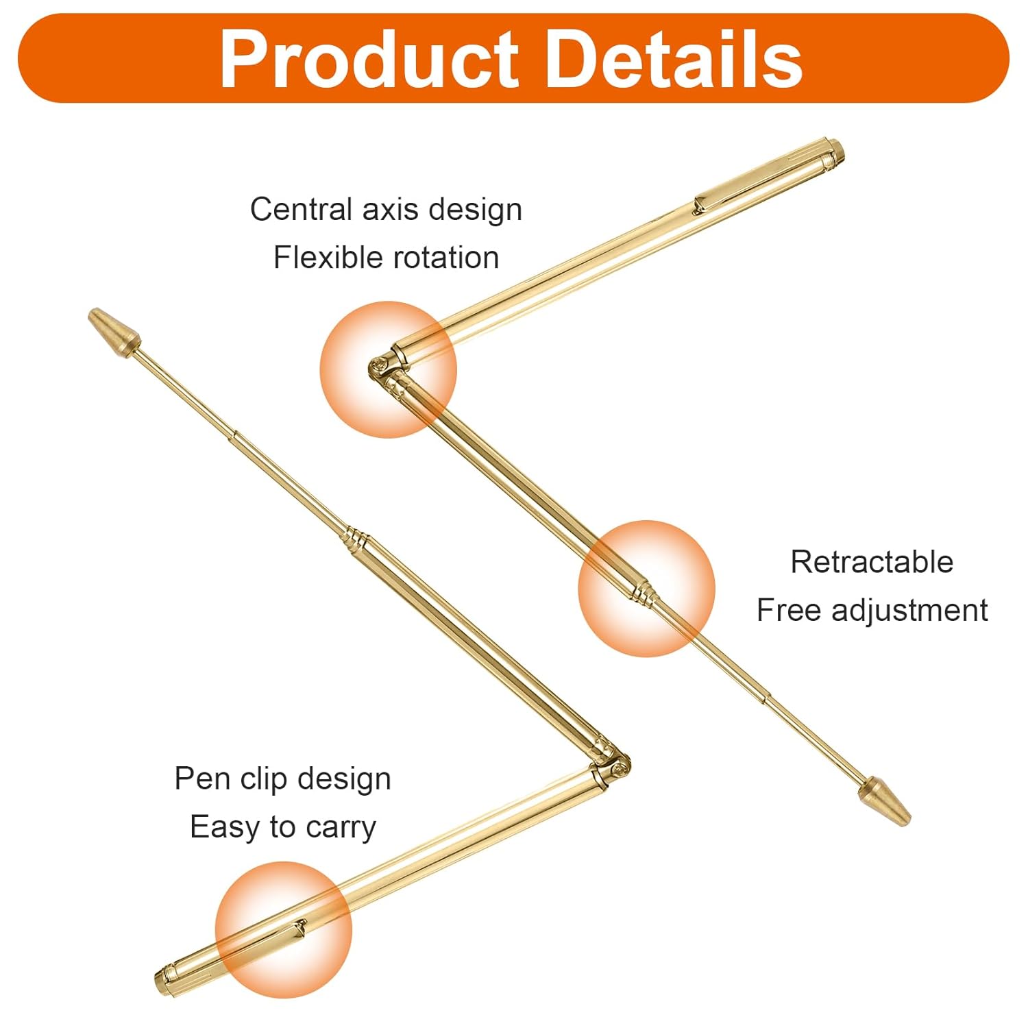 Molain 2Pcs Dowsing Rods, Retractable Divining Rods Portable Pen Stainless Steel Shape L Rod for Ghost Gold Hunting Water Energy Detection Paranormal Investigation - Image 3