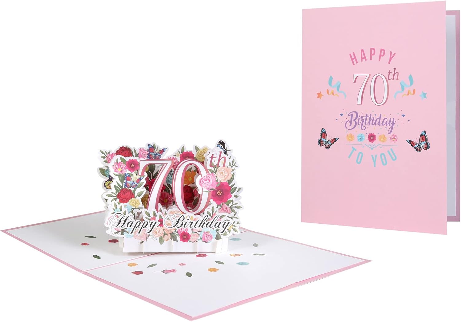 70th Birthday Pop Up Card, Happy 70th Birthday Card for Her, Women, Wife, 70th Birthdays Gift for Sister, Mom, Friend, Pop Up Birthday's Greeting Card with Blank Note and Envelope, 6" x 8" - Image 2