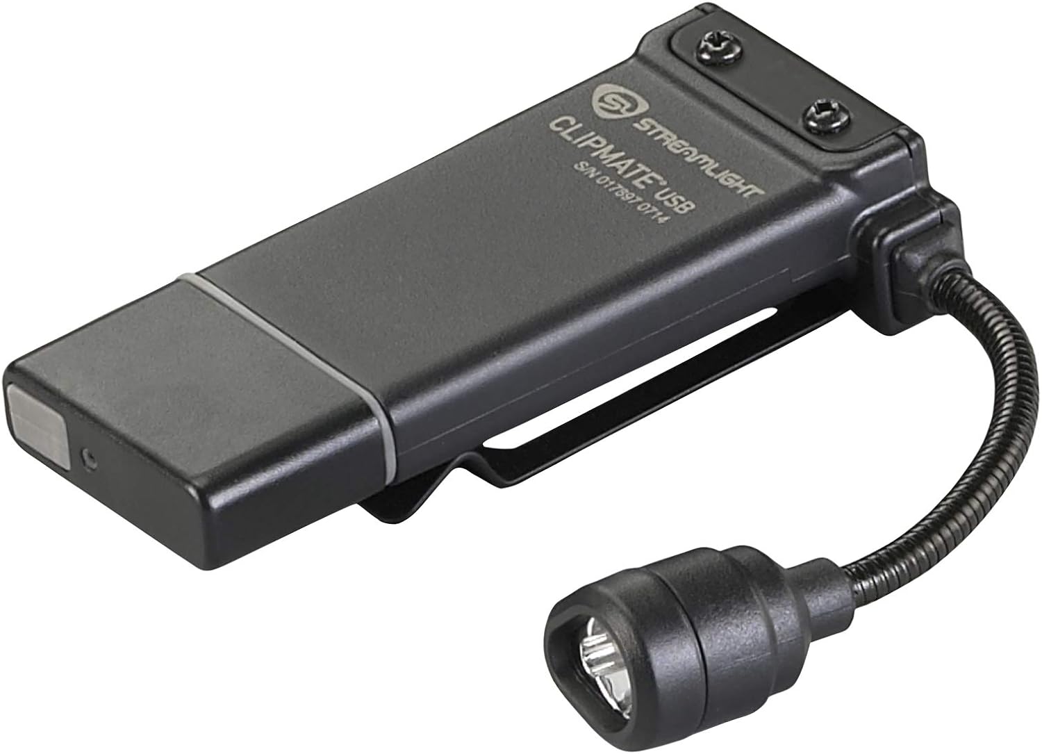 Streamlight 61126 ClipMate 70-Lumen 500-Candela Rechargeable Hands-Free Clip-On Light with White and Red LEDs and USB Wall Adapter, Black