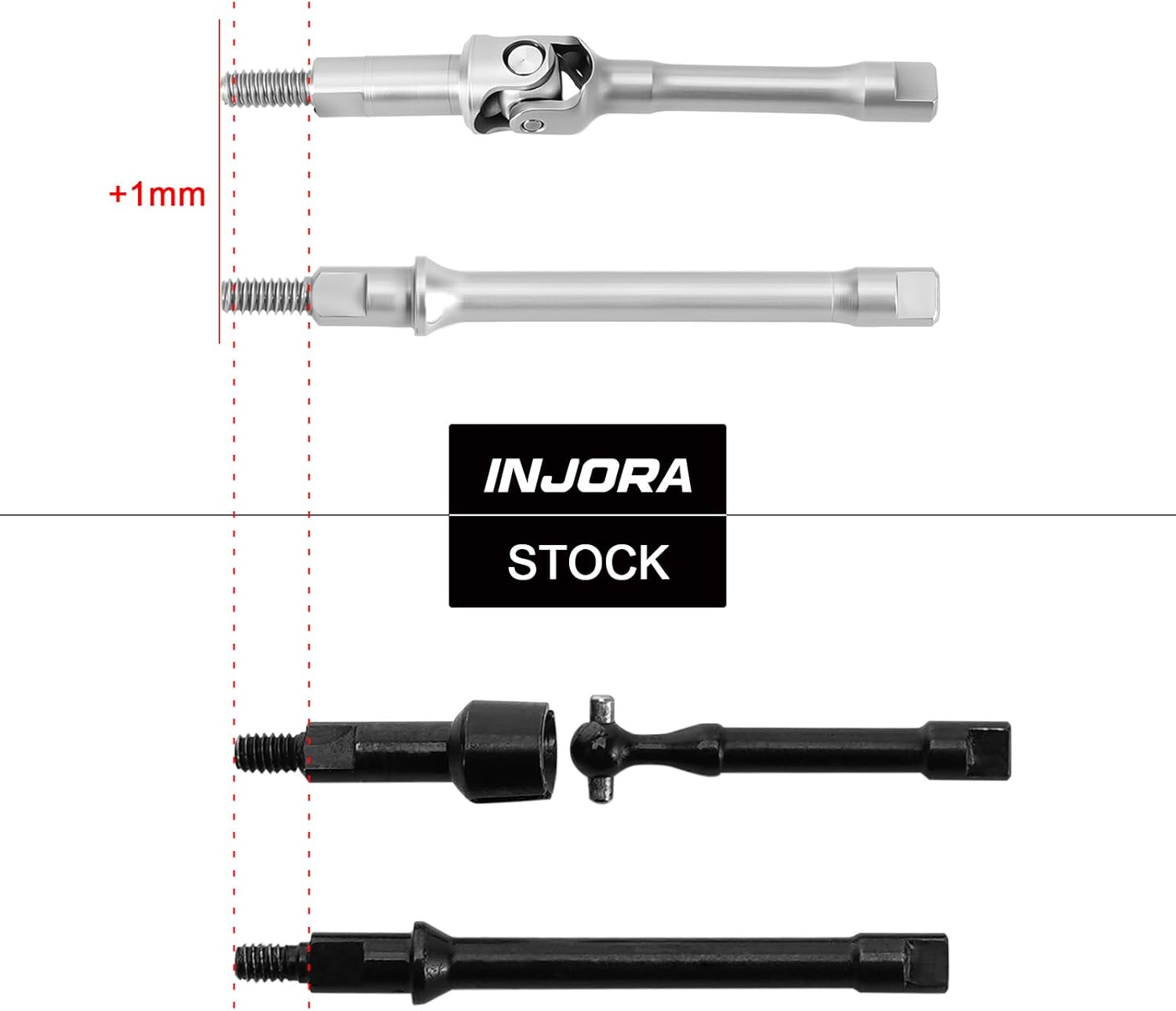 INJORA Stainless Steel U-Joint Axle Shafts for 1/30 Axial SCX30 - Image 2