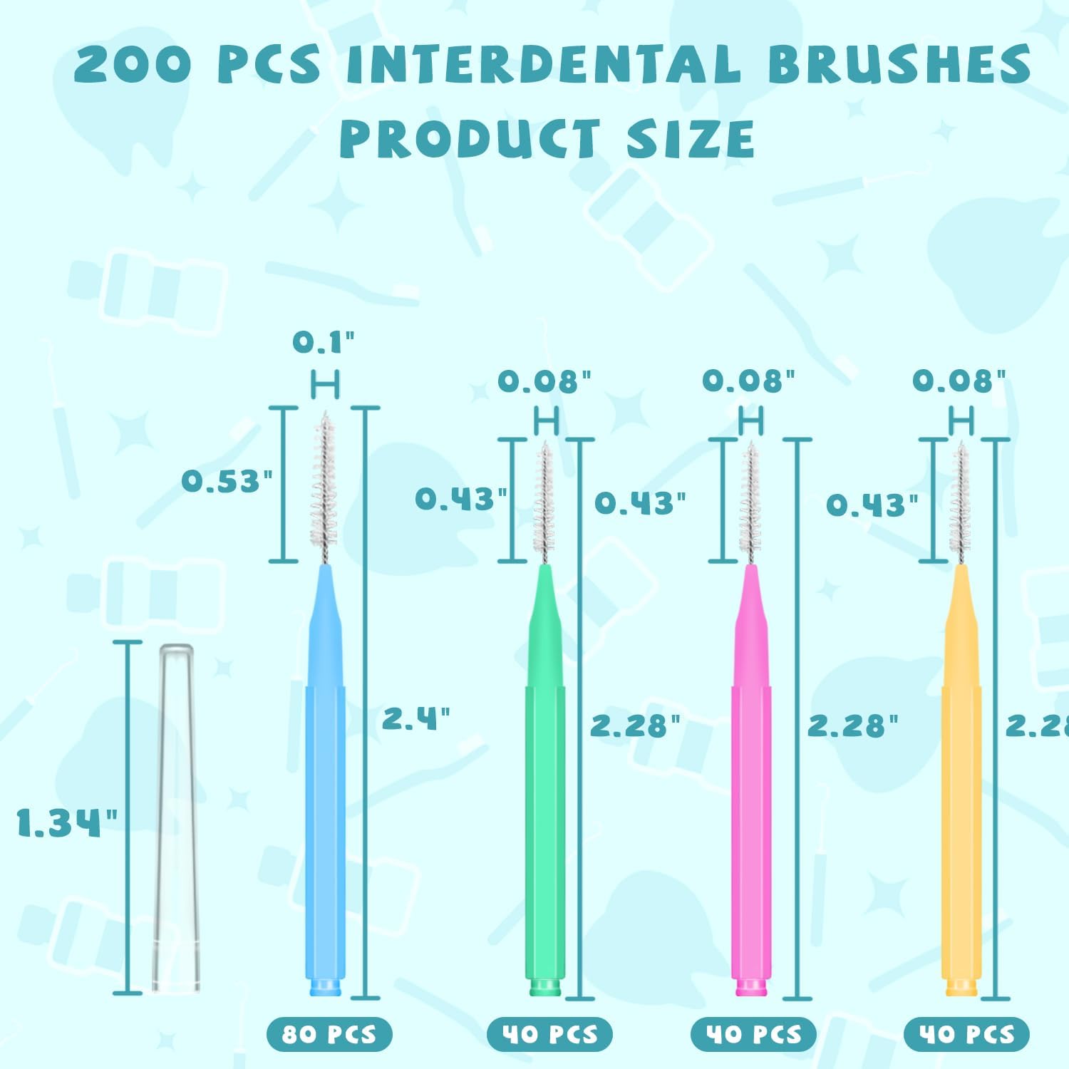 200 Count Interdental Brushes Between Teeth for Braces, Orthodontic Flossers Brush Cleaner, Dental Teeth Braces Cleaning Tools Kit - Image 2