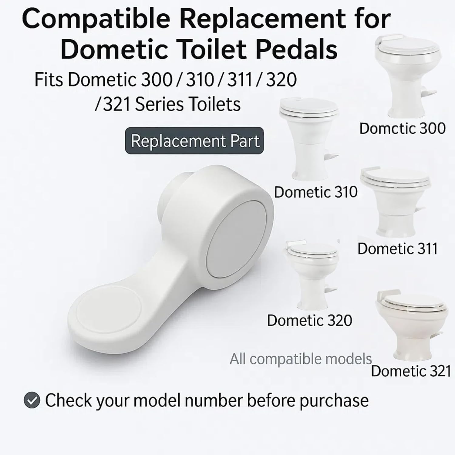 RV Toilet Foot Pedal Replacement fit for Dometic 300 310 320 321 Series Toilet, Durable Injection Molded Compatible with Dometic RV Toilet Parts - Image 3