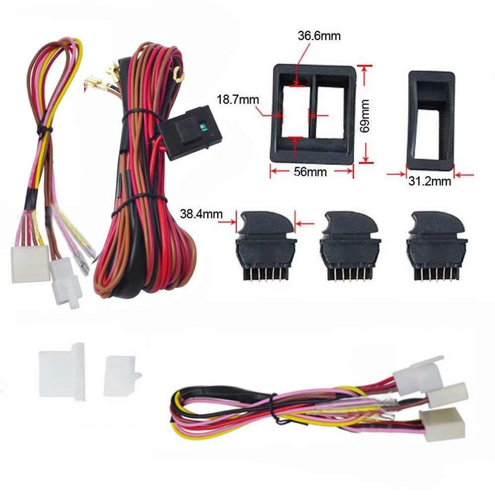 12V Universal Power Window Switch Kit, Wiring Harness kit for 2 Door Vehicles,DIY Conversion to Power Windows - Image 5
