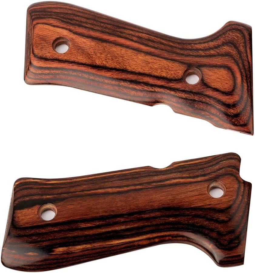 Cool Hand Grips for Beretta 92 FS, 92/96 Full Size, m9, 92a1, 92 INOX, High Polished Wood, Gold Screws Included, 1/4'' Thin - Image 4