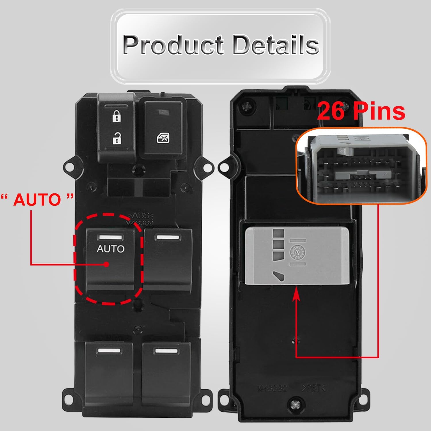 Front Left Driver Side Master Window Switch Replacement for Honda Accord Sport 2013-2017 Replace OE 35750T2AA91 | Fit for 2013-2017 Accord Sport 35750-T2A-A91 Power Window Master Switch Buttons - Image 4