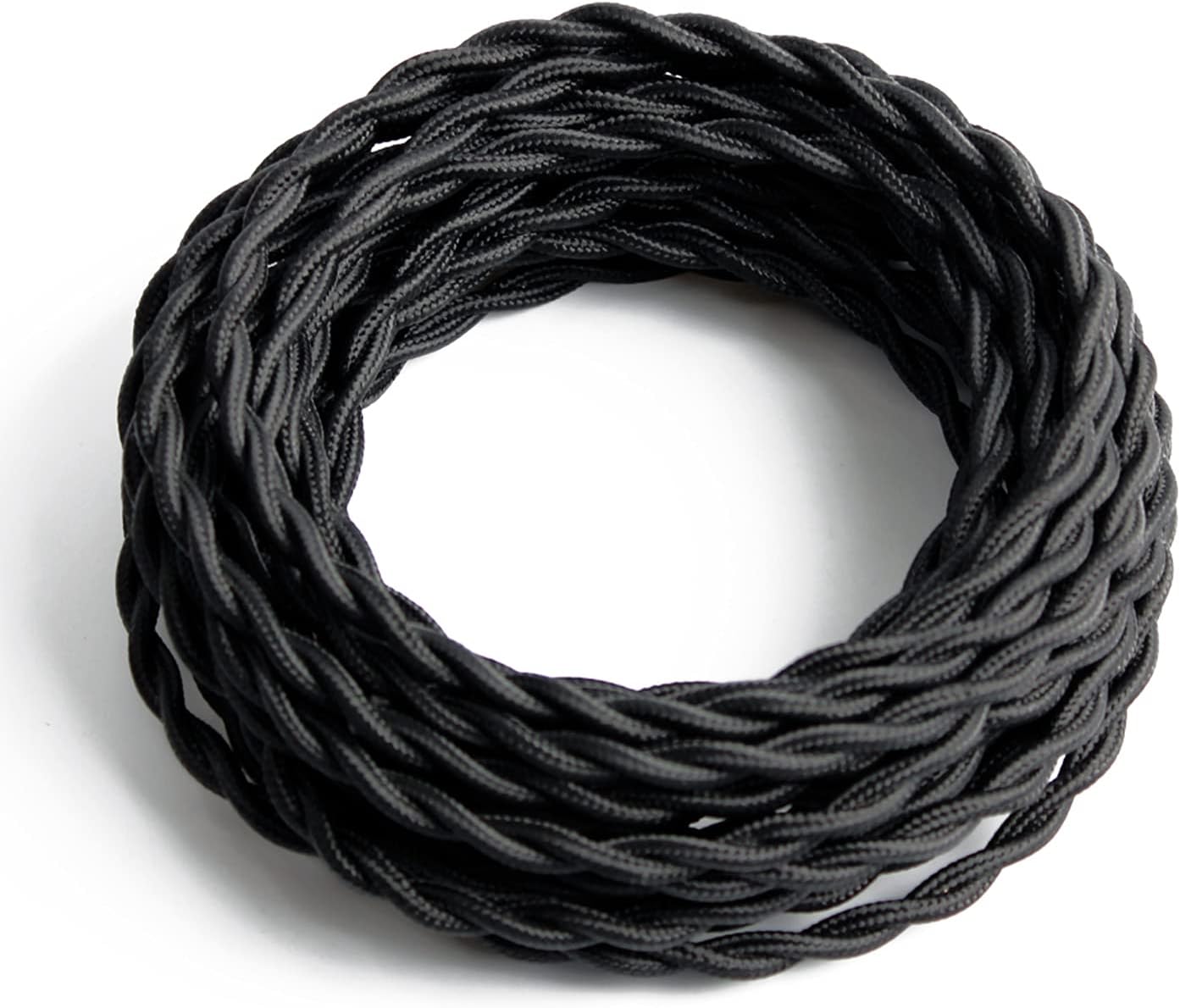 25ft Fabric Cloth Covered Lamp Twisted Wire,PRUNLLA Vintage 18/2 Industrial Electrical Cord,18-Gauge Antique Style for Retro Lamp,DIY Projects(Black)