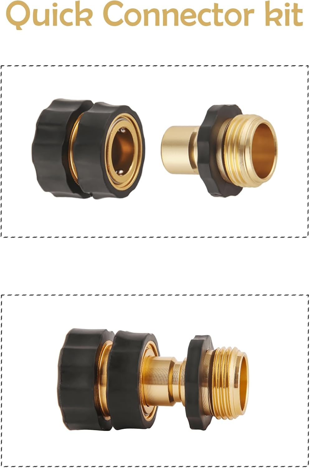BILAL 6 Set Quick Connect Hose Fittings for Garden Hose Quick Connector with Gasket, 3/4 Inch GHT Male and Female Attachment Quick Release Water Hose Adapter - Image 5