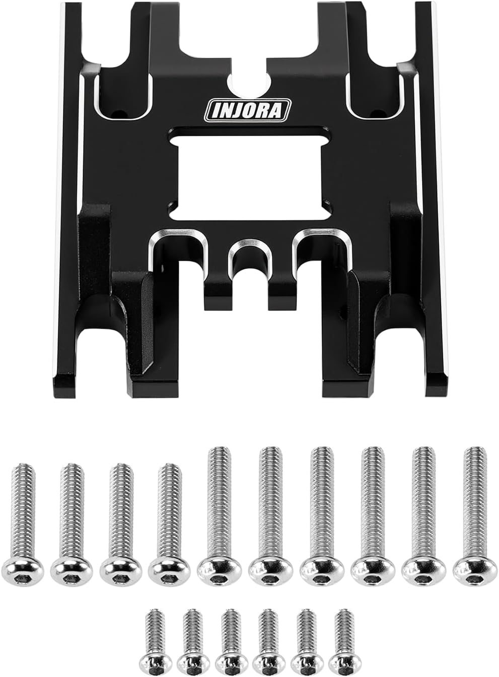 INJORA Aluminum Skid Plate Transmission Mount 17g for 1/18 RC Crawler TRX4M Upgrade - Image 2