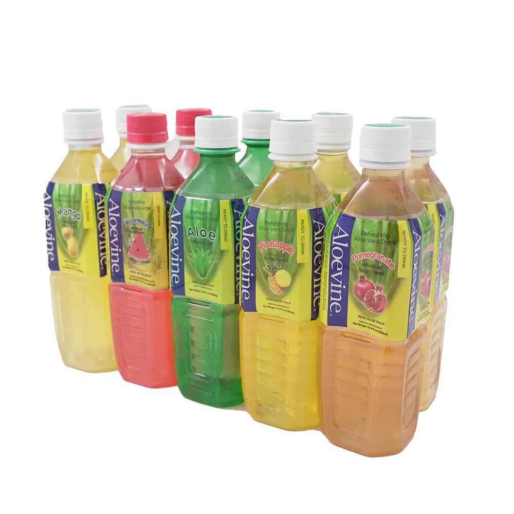 Aloevine Aloe Vera Drink juice l variety |16.9 oz. pack of 10 l 2 original, 2 watermelon, 2 mango, 2 pomegranate, 2 pineapple | plant based Vegetable Korean drinks - Image 5