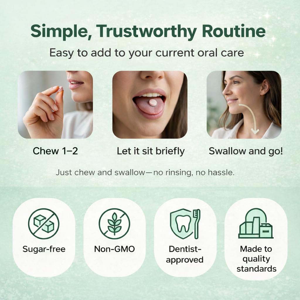 Oral Defence, Oral Probiotics for Bad Breath, Microbiome Balance, Gum Health & Daily Hygiene Support, 60 Chewable Capsules(1) - Image 5