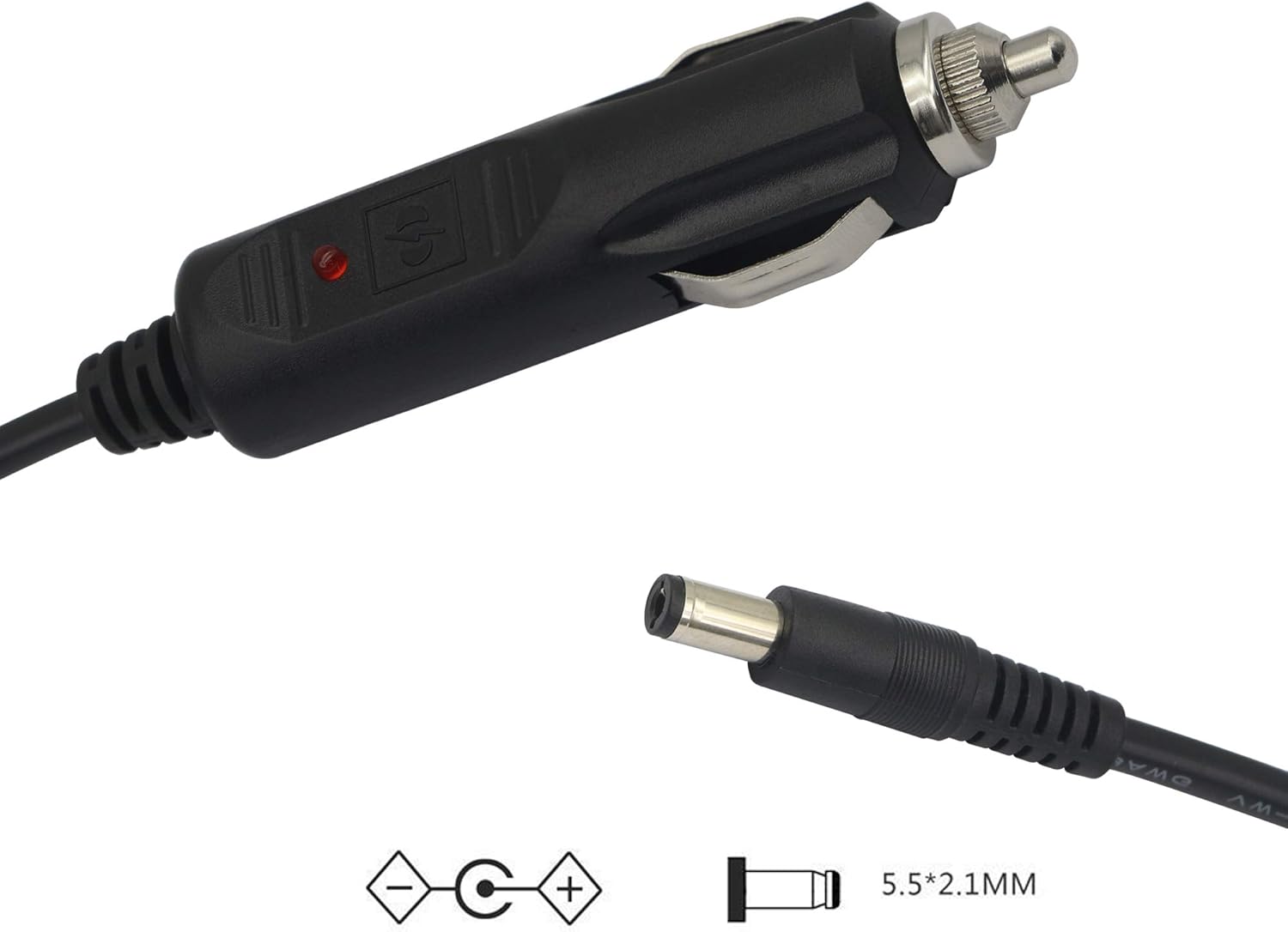 12V 24V DC 5.5mm x 2.1mm Car Cigarette Lighter Extension Power Supply Adapter Cable with LED for Car Truck Bus Van (10FT) - Image 2