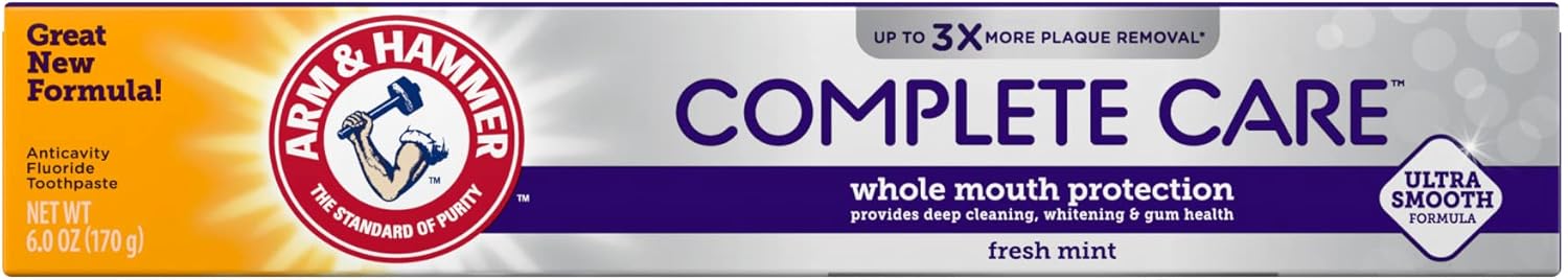 ARM & HAMMER Complete Care Toothpaste, Teeth Whitening Toothpaste, Fluoride, Whole Mouth Protection, Fresh Mint Flavor, 6.0 oz (Pack of 1) - Image 9