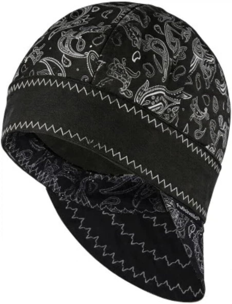 Fullsheild Reversible Welding Cap Flame Resistant CAT 2 Protective FR Welder Hats 6 Pannel Lightweight Printed for Men Women