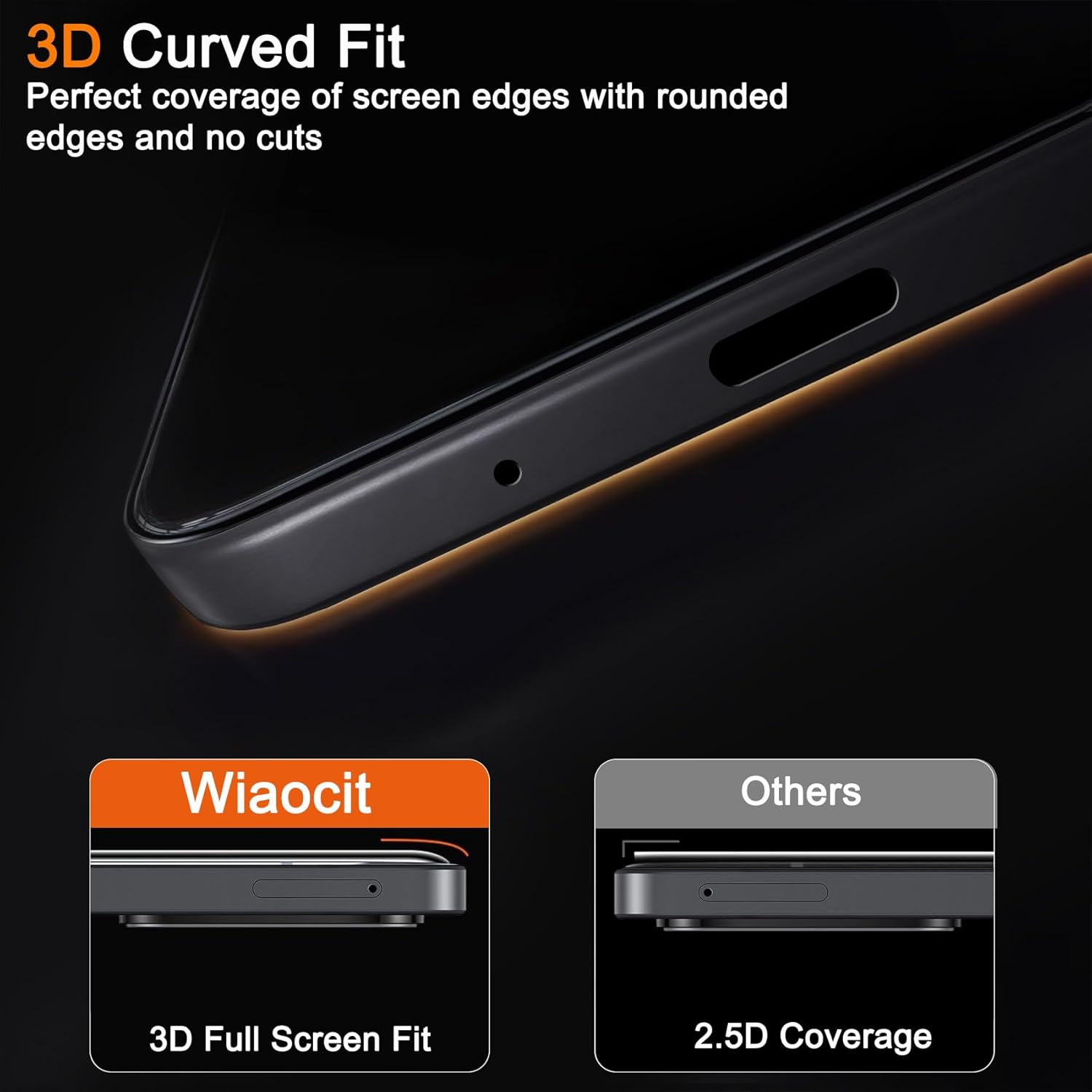 Wiaocit 3 Pack Tempered Glass Privacy Screen Protector for Samsung Galaxy A17 5G with 3 Pack Camera Lens Protector, 9H Hardness, Bubble Free, Case Friendly - Image 5