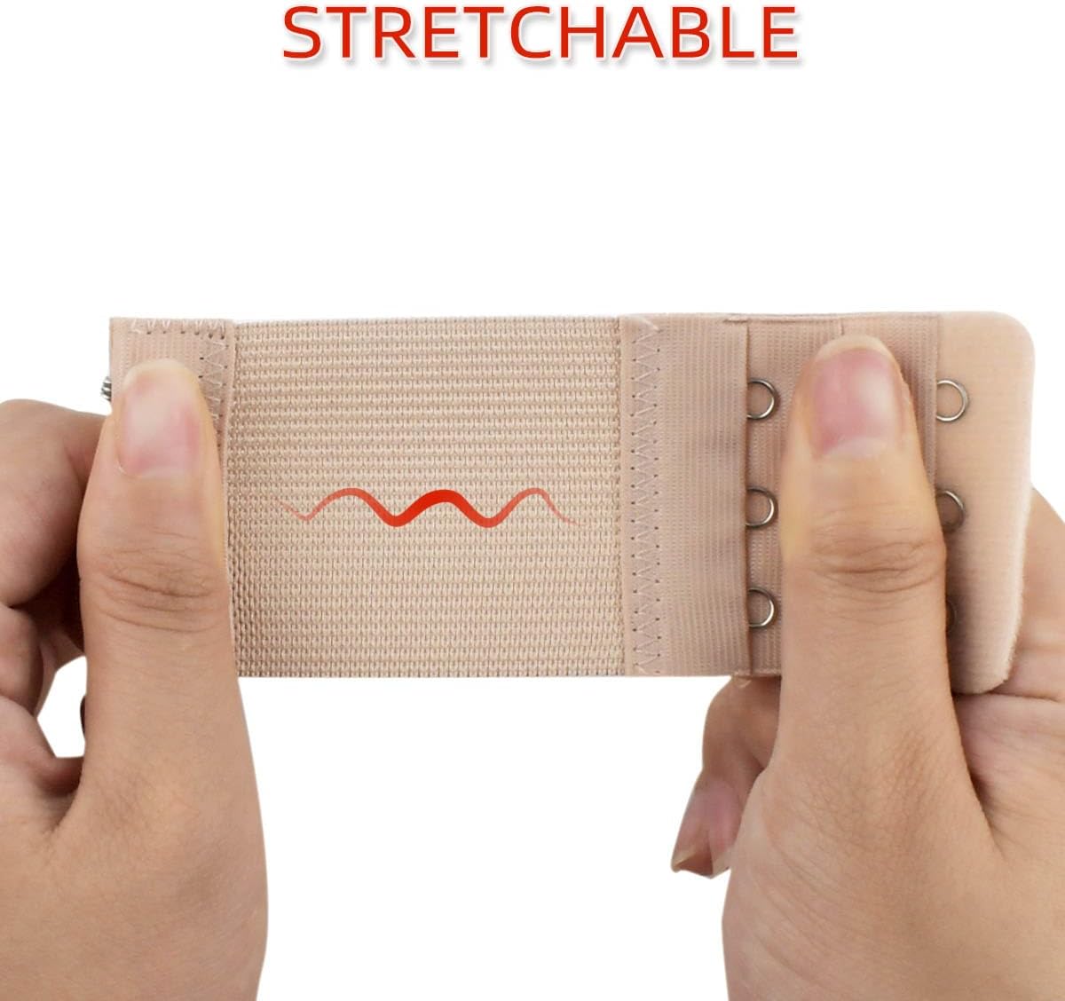 6 Pieces Bra Extenders 3 Hooks 3 Hook Women's Elastic Bra Extender Stretchy Bra Extension Strap Soft & Comfortable 3 Rows Bra Band Extender for Women Black White Skin Color Bra Extensions (3 Colors) - Image 3