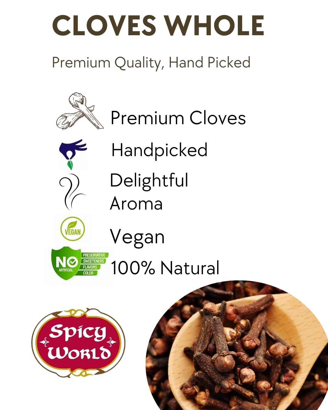 Cloves Whole Bulk 14 Oz Bag - Pure, Non-GMO, Premium Hand Picked Quality - Great for Foods, Clove Tea, Clove Pomander Balls & Potpourri - Aromatic & Richly Flavored Cloves Whole by Spicy World - Image 2