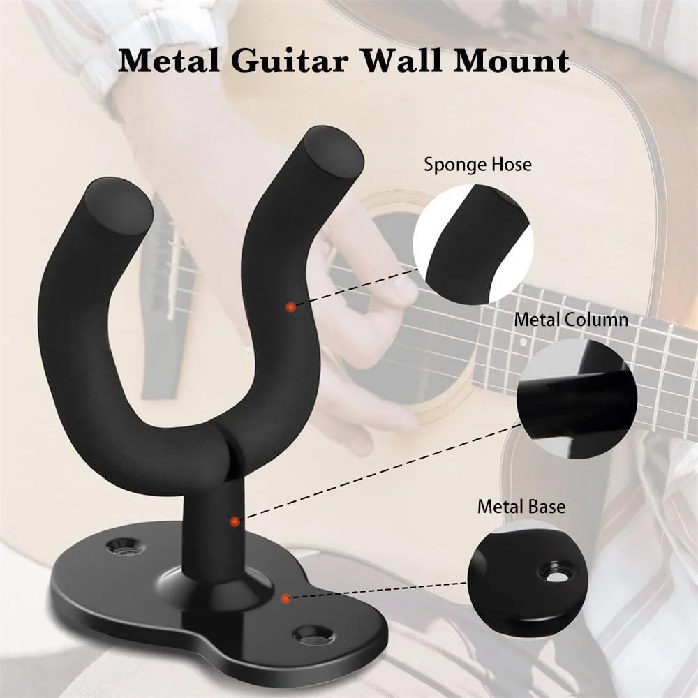 Guitar Wall Hanger Stands Ukulele Wall Mount Violin Hook Keep Holder Display Rack Bracket for Most Guitar Bass Accessories Easy to Install 2 Pack - Image 4