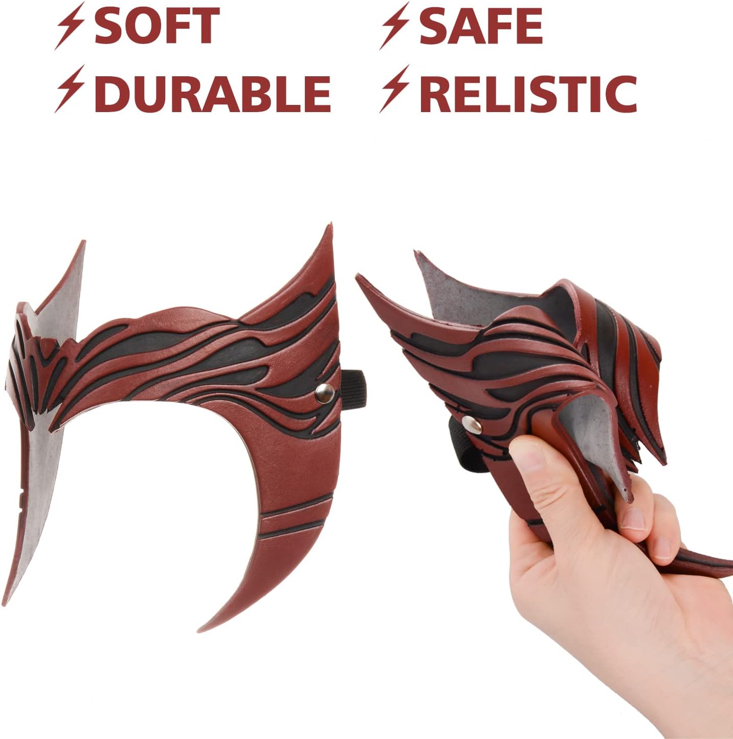CoserWorld Red Women Mask Headpiece, Latex Scarlet Witch Crown for Cosplay Halloween Costume Masquerade Props - Image 2