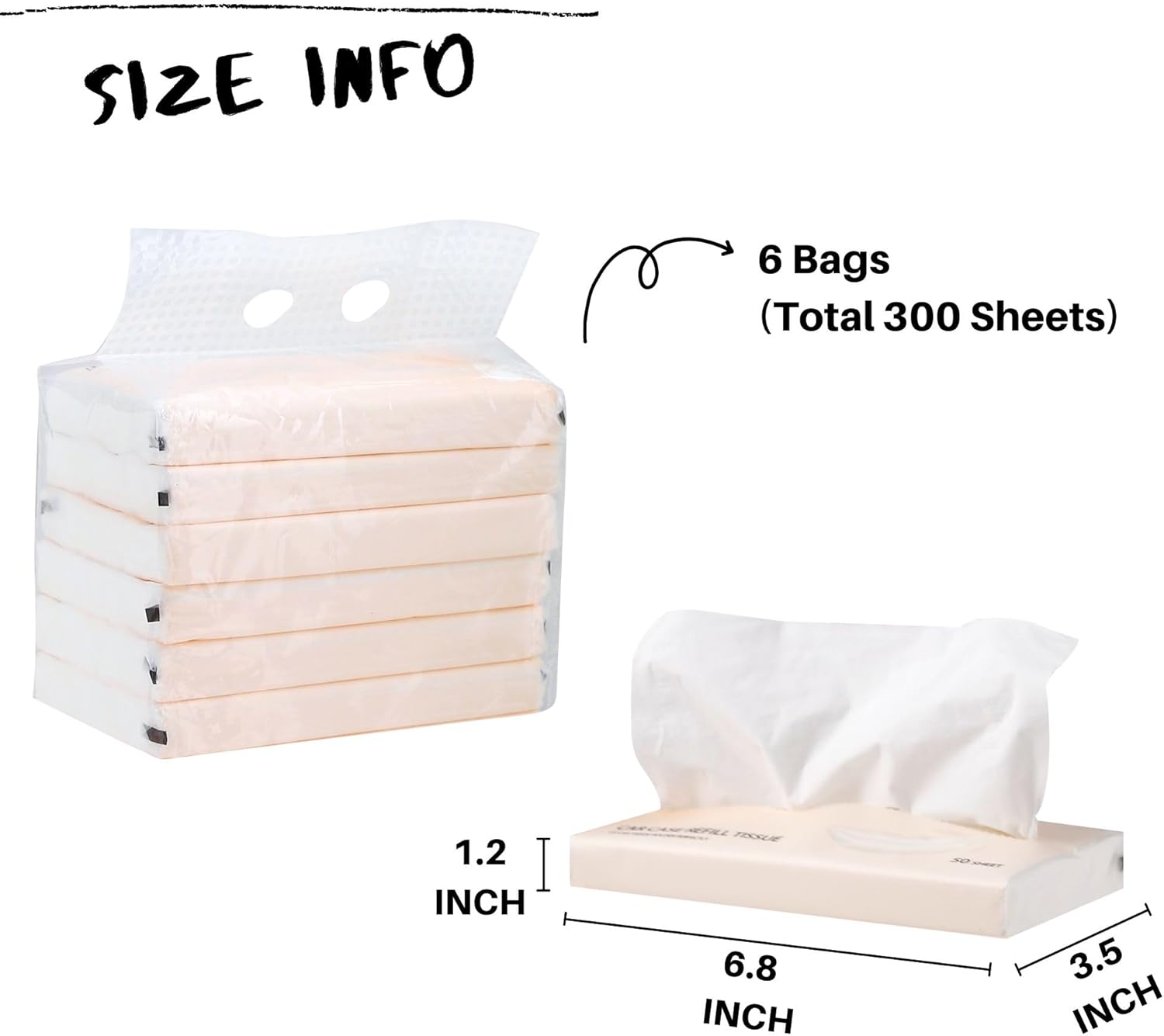 Car Tissue Refills 300 Sheets Facial Tissues Refills for Car Visor Tissue Holder, Travel Tissue Tubes Box Container Perfect Fit for Car Cup Holder - Image 2